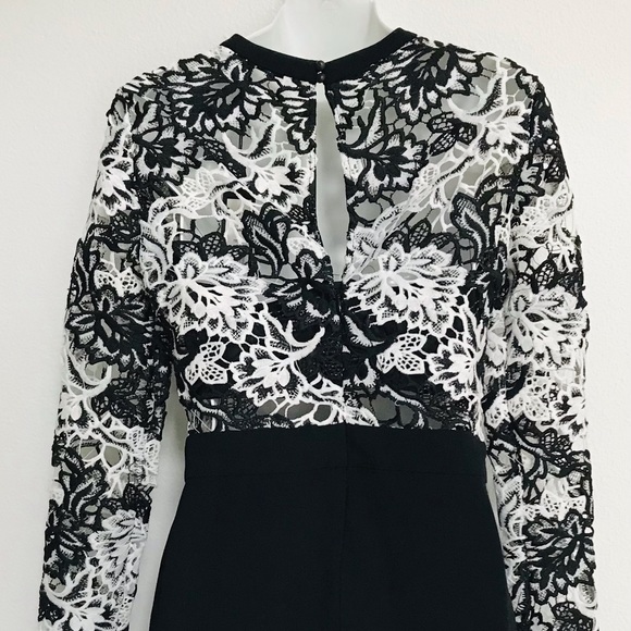 DAILY DEAL! NWT $218 ROMEO & JULIET COUTURE Chic Black and White Lace DRESS M - Picture 3 of 7
